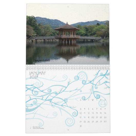 Scènes du Japon calendrier de 12 mois (Jan 2027)