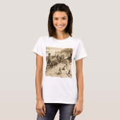 Scènes op de Pacific Railroad van de Unie Sepia T-shirt (Voorkant volledig)