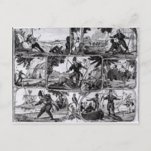 Scenes van 'Robinson Crusoe' van Daniel Defoe Briefkaart