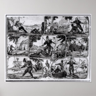 Scenes van 'Robinson Crusoe' van Daniel Defoe Poster