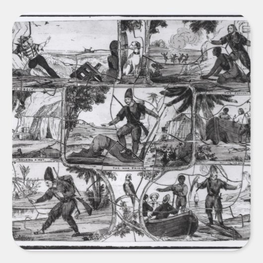 Scenes van 'Robinson Crusoe' van Daniel Defoe Vierkante Sticker (Voorkant)