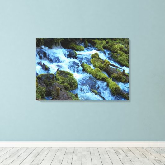 Scenic Forest Waterfall Landscape Canvas Afdruk (Insitu (Houten vloer))