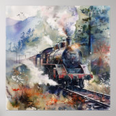 Scenic Landscape with Train Poster (Voorkant)