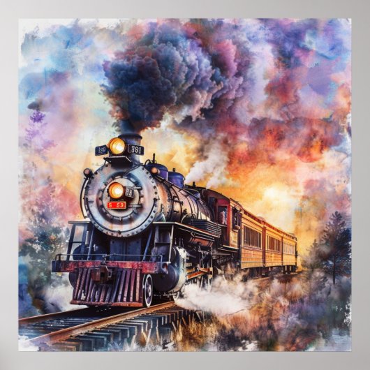 Scenic Landscape with Train Poster (Voorkant)