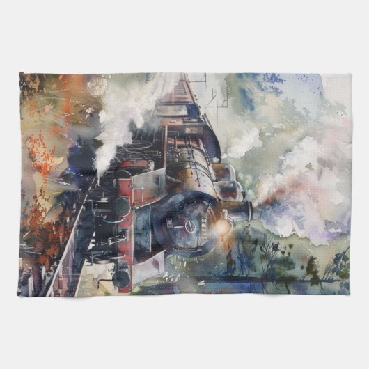 Scenic Landscape with Train Theedoek (Horizontaal)