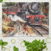 Scenic Landscape with Train Theedoek (Gevouwen)