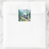 Scenic Landscape with Train Vierkante Sticker (Tas)