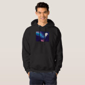 Scenic Polar Bear Silhouette With Moon and Aurora Hoodie (Voorkant volledig)