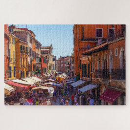 Scenic view of a crowded street in Venice, Italië Legpuzzel