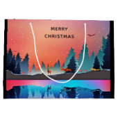 Scenic Winter Lake with Deer Christmas Groot Cadeauzakje (Achterkant)