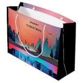 Scenic Winter Lake with Deer Christmas Groot Cadeauzakje (Achterkant Gekanteld)