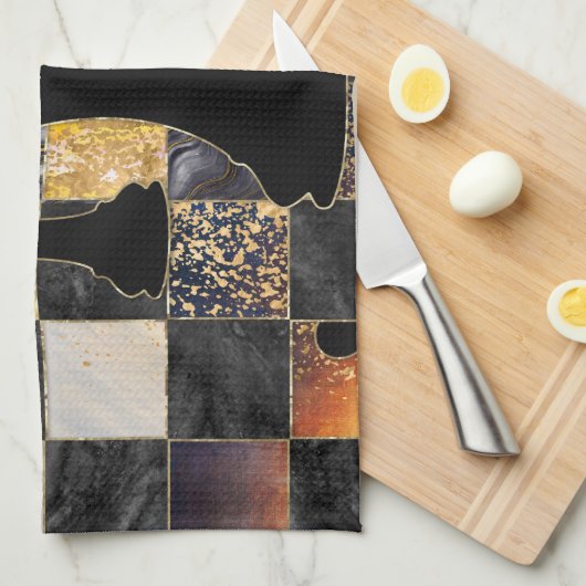 Schaak Abstracte kunst - Gemengde texturen Theedoek (Quarter Fold)