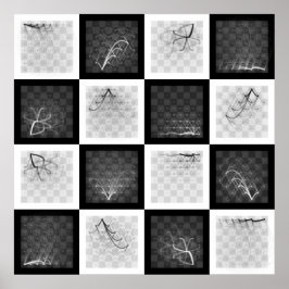 Schaakartikelen (zwarte en witte stukken) poster