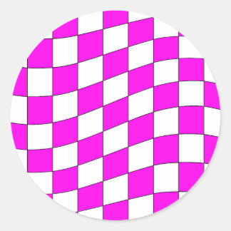 Schaakbord Decal Board Patroon Wavy Roze Wit Ronde Sticker