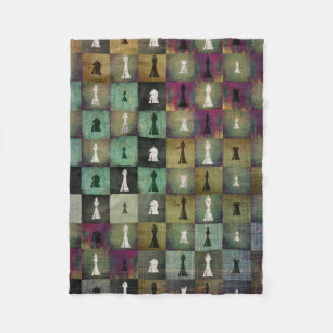 Schaakbord en schaakstukken verven en afdrukken fleece deken