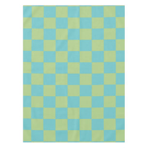 Schaakbord geruit patroon in blauw en groen tafelkleed