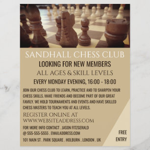 Schaakbord, Schaakclub Reclamefolder Flyer