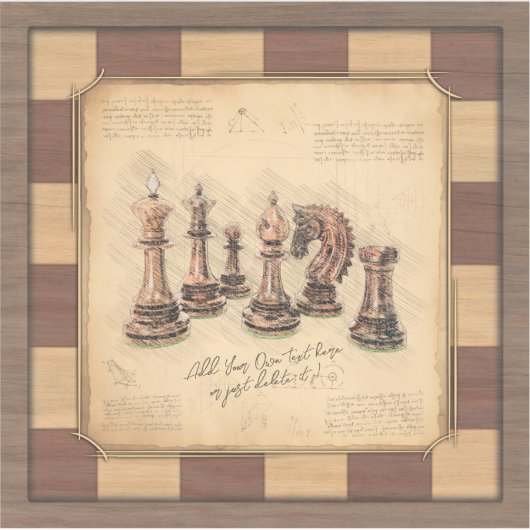  schaakbord & schaakstukken, spelerscadeau sticker (Voorkant)