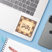  schaakbord & schaakstukken, spelerscadeau sticker (Laptop met iPhone)