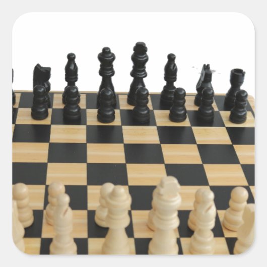 schaakbordontwerp vierkante sticker (Voorkant)