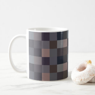 Schaakbordpatroon in grijs koffiemok