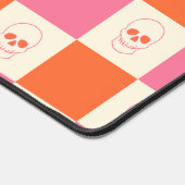 Schaakbordschedels in roze, Sinaasappel en crème Bureaumat (Hoek)