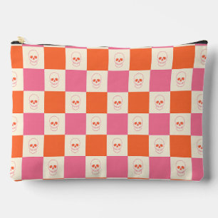 Schaakbordschedels in roze, Sinaasappel en crème Etui