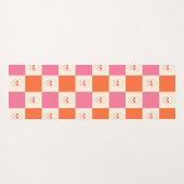 Schaakbordschedels in roze, Sinaasappel en crème Yogamat (Achterkant (horizontaal))