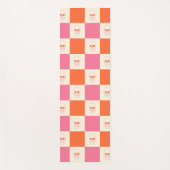 Schaakbordschedels in roze, Sinaasappel en crème Yogamat (Voorkant)