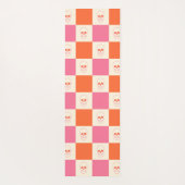 Schaakbordschedels in roze, Sinaasappel en crème Yogamat (Achterkant)