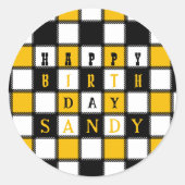 Schaakbordstijl Ronde Sticker (Voorkant)