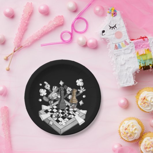 schaakgevecht chessman checkmate chess play papieren bordje (Feest)
