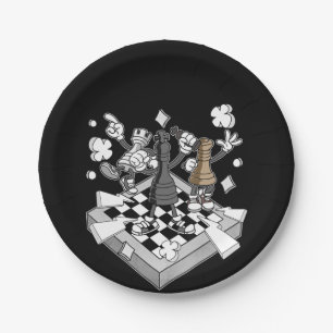 schaakgevecht chessman checkmate chess play papieren bordje