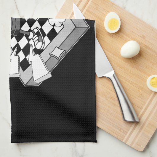 schaakgevecht chessman checkmate chess play theedoek (Quarter Fold)