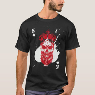 Schaakklek van schoppen Gedekte schedel Poker Kaar T-shirt