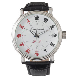 Schaakmat Schaakhorloge Rood en Zwart Horloge