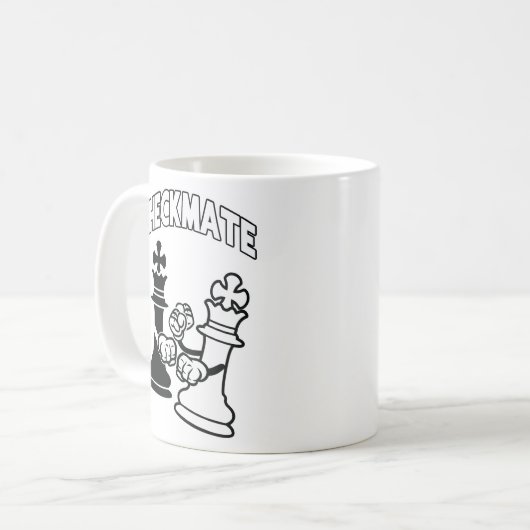 Schaakmat Schaaktoernooi Kunst Zwart-wit Koffiemok (Voorkant links)