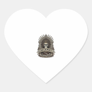 Schaakmat Schedel Koning Vintage Schaken Hart Sticker