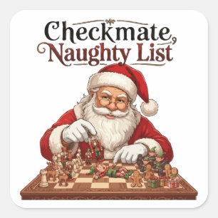 Schaakmat Stoute Lijst Kerstman Schaken Vierkante Sticker