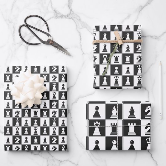 Schaakontwerp inpakpapier Flat Sheet Set (Voorkant)
