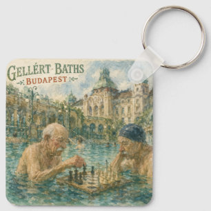 Schaakpartij Gellert Baths Boedapest Hongarije Sleutelhanger