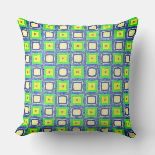 Schaakpatroon Blauw en Groene Pleinen Kussen