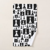 Schaakpuntspatroon - zwart-wit bad handdoek (Handdoek)
