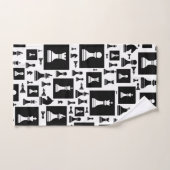 Schaakpuntspatroon - zwart-wit bad handdoek (Handdoek)