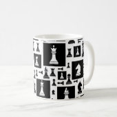 Schaakpuntspatroon - zwart-wit koffiemok (Voorkant rechts)