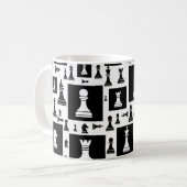 Schaakpuntspatroon - zwart-wit koffiemok (Voorkant links)