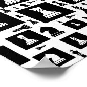 Schaakpuntspatroon - zwart-wit poster (Hoek)