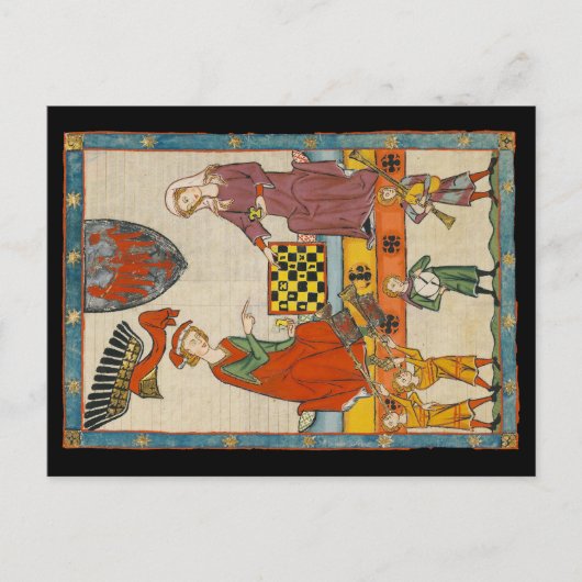 Schaakspel 14e eeuw Codex Manesse Briefkaart (Voorkant)