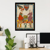 Schaakspel 14e eeuw Codex Manesse Poster (Thuiskantoor)