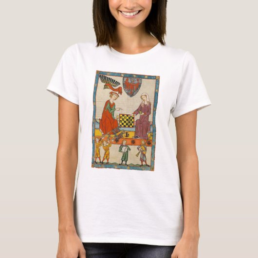Schaakspel 14e eeuw Codex Manesse T-shirt (Voorkant)